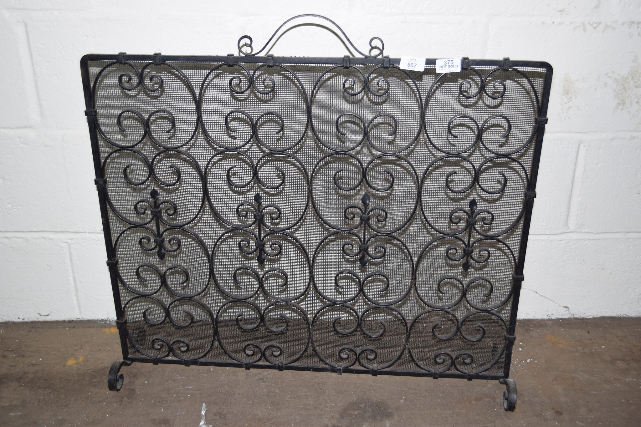 WROUGHT IRON FIRE SPARK GUARD APPROX WIDTH 76CM