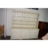 LARGE PAINTED PINE KITCHEN DRESSER LENGTH APPROX 216CM