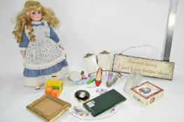 QTY OF VARIOUS COLLECTABLES INCLUDING MODERN COLLECTORS DOLL ETC