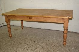 LARGE WAXED PINE KITCHEN TABLE, APPROX 182 X 90CM