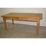 LARGE WAXED PINE KITCHEN TABLE, APPROX 182 X 90CM