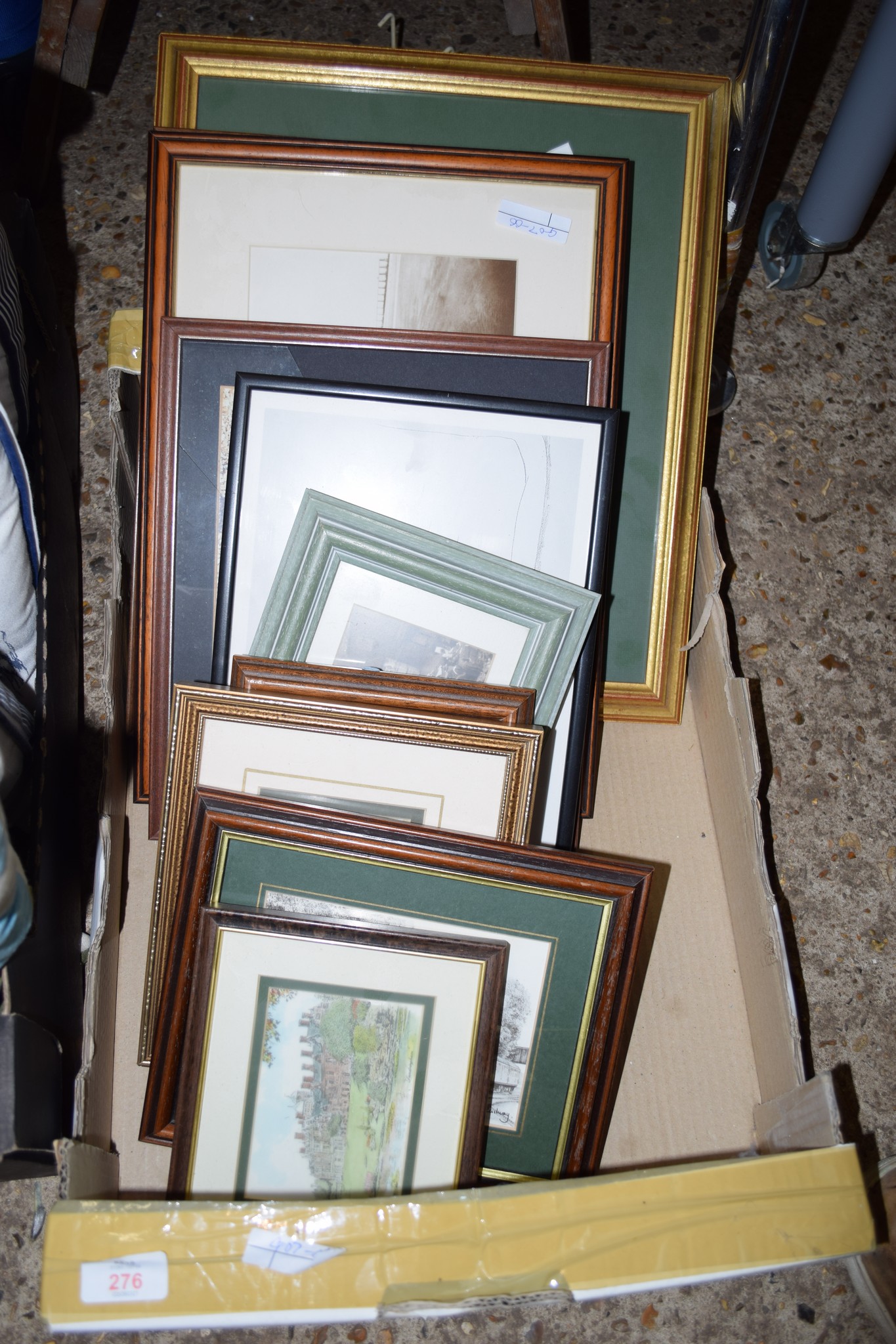 BOXED SET MAINLY CONTAINING PRINTS IN WOODEN FRAMES