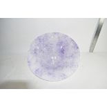 LARGE GLASS DISH WITH A MOTTLED PURPLE DESIGN