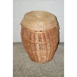 LIDDED CIRCULAR LINEN BASKET, APPROX 49CM DIAM