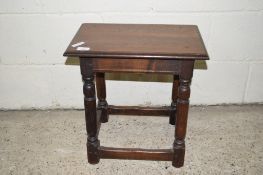 SMALL 19TH CENTURY JOINTED OAK TABLE, APPROX 45 X 29CM