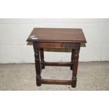 SMALL 19TH CENTURY JOINTED OAK TABLE, APPROX 45 X 29CM