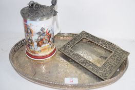 PLATED TRAY AND PHOTO FRAME TOGETHER WITH A TANKARD