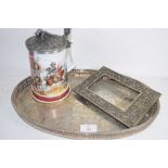 PLATED TRAY AND PHOTO FRAME TOGETHER WITH A TANKARD