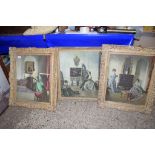 PAIR OF PRINTS OF LADIES IN A DRAWING ROOM IN GILT FRAME