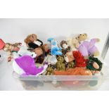 BOX CONTAINING DOLLS AND PLASTIC BOX CONTAINING SOFT TOYS