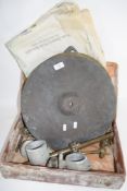 BOX OF METAL WARES INCLUDING CYMBALS