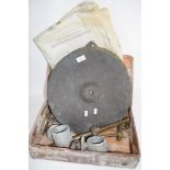 BOX OF METAL WARES INCLUDING CYMBALS