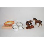 SMALL TRAY CONTAINING CERAMIC ITEMS, TUSCAN CHINA, COFFEE CANS AND SAUCERS, TOGETHER WITH A QUANTITY