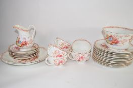 LATE 19TH CENTURY STAFFORDSHIRE TEA SET INCLUDING SIX CUPS, SAUCERS, SERVING PLATES ETC