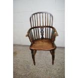 19TH CENTURY ELM STICK BACK CHAIR, WIDTH APPROX 54CM MAX