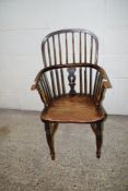 19TH CENTURY ELM STICK BACK CHAIR, WIDTH APPROX 54CM MAX