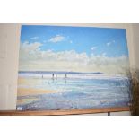 LARGE BEACH SCENE ON CANVAS