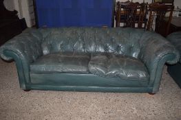 PAIR OF CHESTERFIELD TYPE SOFAS WITH BUTTONED UPHOLSTERED, THE LARGER APPROX 210CM
