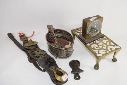 HORSE BRASSES ETC INCLUDING TWO PLATED SERVING SPOONS
