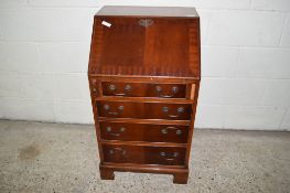 SMALL REPRODUCTION MAHOGANY EFFECT FALL FRONT BUREAU, WIDTH APPROX 53CM