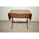 LEATHER TOP OCCASIONAL TABLE, LENGTH APPROX 66CM UNFOLDED