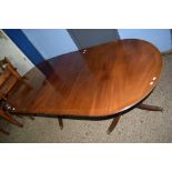 REGENCY STYLE MAHOGANY EFFECT D-END DINING TABLE WITH ADDITIONAL LEAF, APPROX LENGTH 76CM