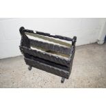 CARVED OAK MAGAZINE RACK, LENGTH APPROX 47CM