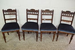 SET OF FOUR 19TH CENTURY DINING CHAIRS WITH CARVED DECORATION, HEIGHT APPROX 89CM