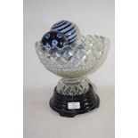 LARGE GLASS FRUIT BOWL TOGETHER WITH A QUANTITY OF GLASS CARPET BOWLS