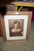 PRINT OF A LADY IN WOODEN FRAME