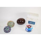 SMALL BOX CONTAINING PAPERWEIGHTS INCLUDING A BOXED CAITHNESS GLASS WEIGHT