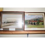 PRINTS IN WOODEN FRAMES INCLUDING ONE FOR THE SETTLE TO CARLISLE LINE