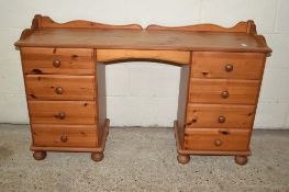 MODERN STAINED PINE NARROW DRESSING TABLE, LENGTH APPROX 134CM