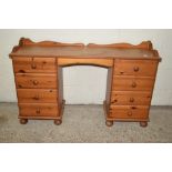 MODERN STAINED PINE NARROW DRESSING TABLE, LENGTH APPROX 134CM