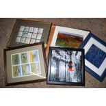 BOX CONTAINING QUANTITY OF PRINTS IN WOODEN FRAMES