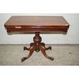 19TH CENTURY FOLD TOP MAHOGANY CARD TABLE, WIDTH APPROX 91CM