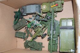 BOX CONTAINING MILITARY MODELS BY DINKY AND OTHERS