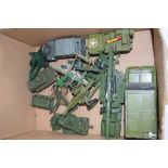 BOX CONTAINING MILITARY MODELS BY DINKY AND OTHERS