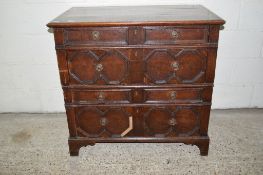 JACOBEAN STYLE OAK CHEST OF DRAWERS, WIDTH APPROX 97CM