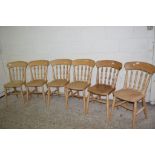 SET OF SIX PINE KITCHEN CHAIRS, EACH HEIGHT APPROX 86CM
