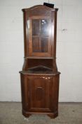 REPRODUCTION FULL HEIGHT CORNER CUPBOARD WITH DISPLAY CABINET, WIDTH APPROX 60CM MAX