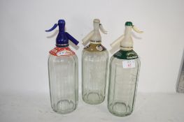 THREE GLASS SODA SIPHONS