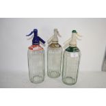 THREE GLASS SODA SIPHONS