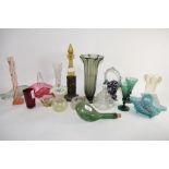 GLASS WARES INCLUDING OPALINE VASES ETC