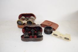 BOX CONTAINING SMALL PAIR OF BINOCULARS BY THE TOURING CLUB, TOGETHER WITH A SMALL PAIR OF PLASTIC