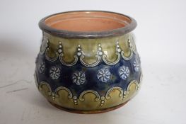 DOULTON POT WITH TUBE LINED DESIGN, COVER LACKING