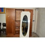 EDWARDIAN STYLE TRIPLE WARDROBE WITH PART FITTED INTERIOR AND INLAID DECORATION, WIDTH APPROX 182CM