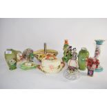 CHINA ITEMS INCLUDING A POT LID, PAIR OF VASES ETC