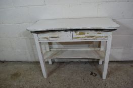 PAINTED WOOD SIDE TABLE (FORMERLY A DRESSING TABLE), WIDTH APPROX 100CM MAX