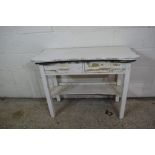 PAINTED WOOD SIDE TABLE (FORMERLY A DRESSING TABLE), WIDTH APPROX 100CM MAX